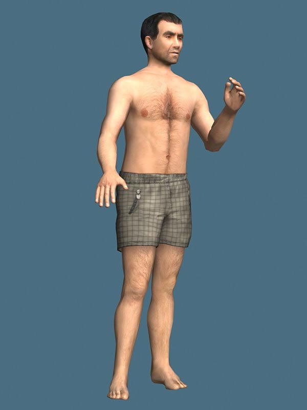 Shirtless Man Rigged Character 3D Model-Free Download