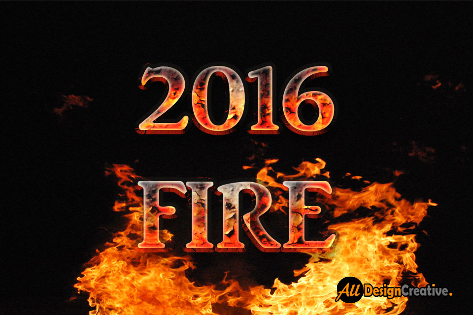 2016 Fire Text PSD Free Download