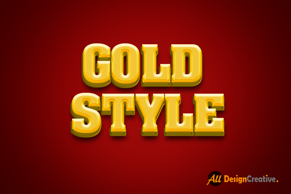 Realistic Gold Style 3D Text Effect PSD File | All Design Creative