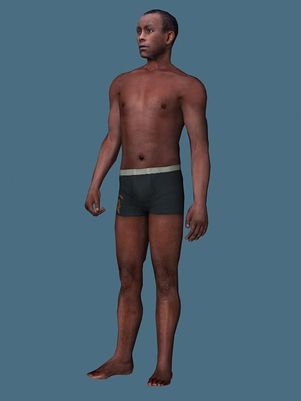Black Man Rigged Character in Swimwear Dress 3D Model