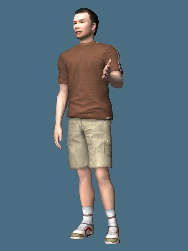 Asian Man Standing Rigged Character 3D Model