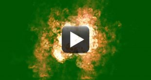 Big Fire Explosion Effect in Top View-Black and Green Screen Background Effects