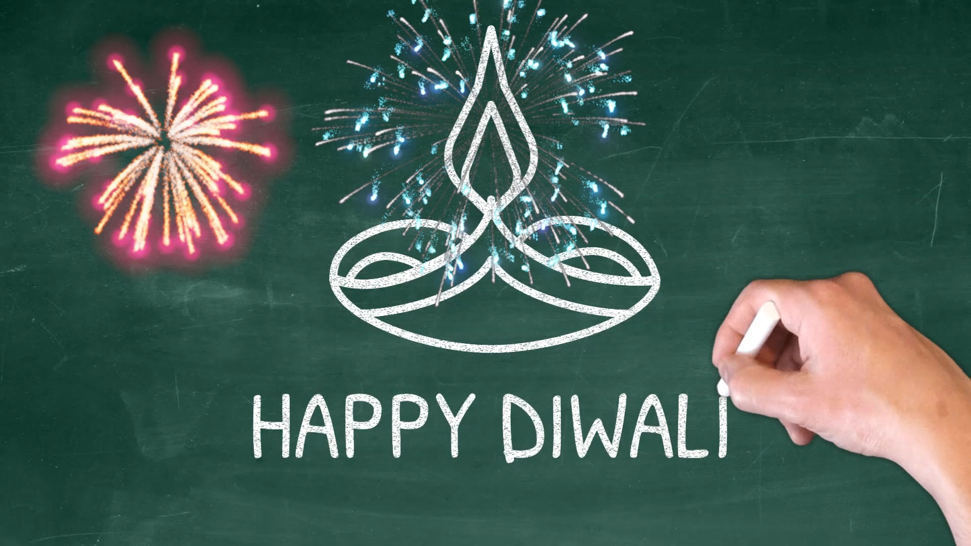 Hand drawn Happy Diwali greetings with fireworks vector illustration  3462662 Vector Art at Vecteezy