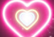 Love Heart Neon Lights Tunnel And Top Romantic Abstract Glow Particles Moving Wallpaper Background