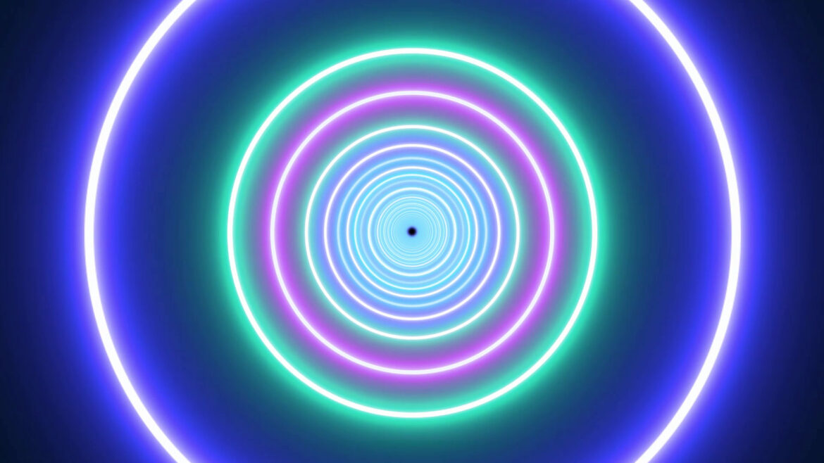 Neon Lights Circle Tunnel And Colorful Abstract Glow Particles Hd Moving Wallpaper Background