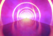 Neon Lights Tunnel Title Background Abstract Glow Particle Smoke Effect Moving Video