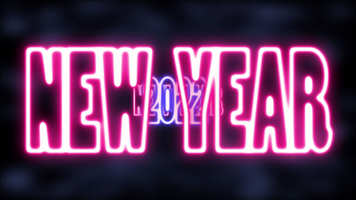 Neon Lights New Year 2022 Tunnel Abstract Light Glowing Loops Background Neon Lights New Year 2022 Tunnel Abstract Light Glowing Loops Background