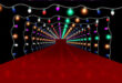 Stage Lights String Bulb Animation Tunnel Video Footage-New Year Stage & Christmas Lights Loops