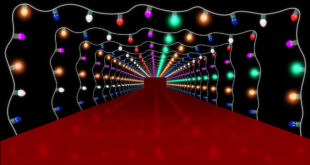 Stage Lights String Bulb Animation Tunnel Video Footage-New Year Stage & Christmas Lights Loops