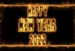 Happy New Year 2022 Fire Blaze Frame Animation on Black Background