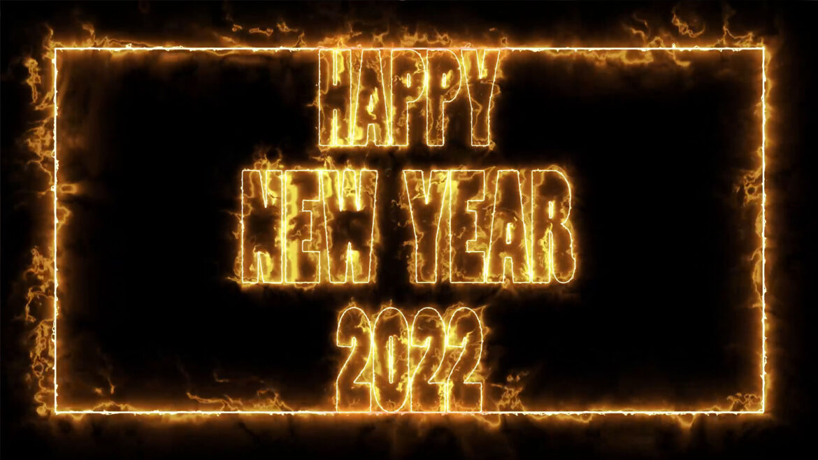 Happy New Year 2022 Fire Blaze Frame Animation on Black Background Happy New Year 2022 Fire Blaze Frame Animation on Black Background