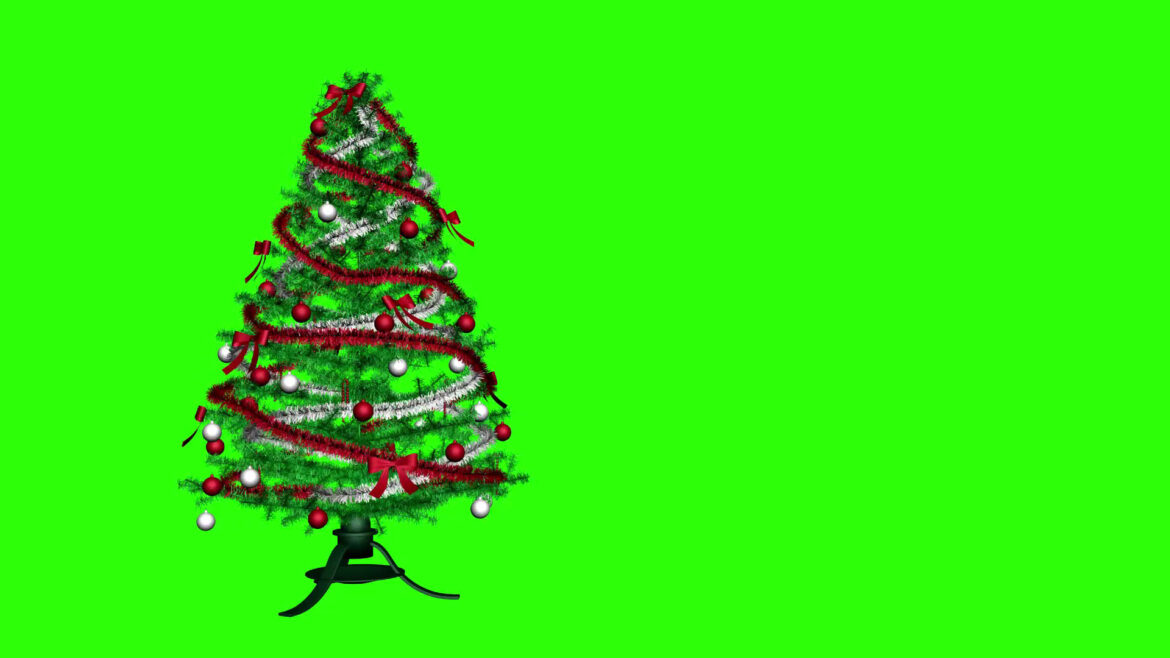 Christmas Tree Rotate 3d Animation Loop In Black, Green And Blue Screen Background Video Effects Hd
