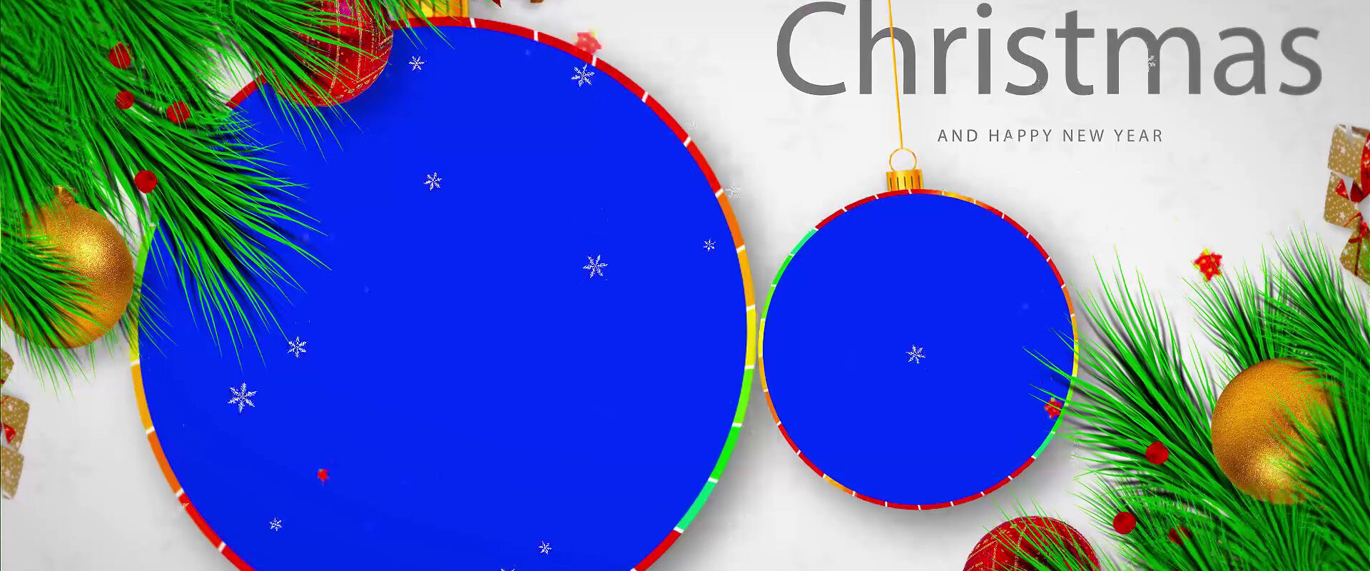 Merry Chritmas and Happy New Year Wishing Frame on Blue Screen Video Effects HD