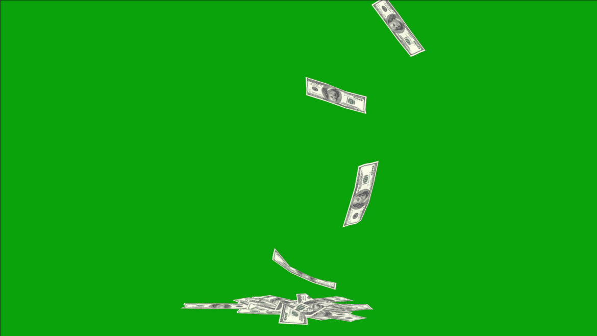 Dollars Money Falling Green Screen No Copyright Video Footage