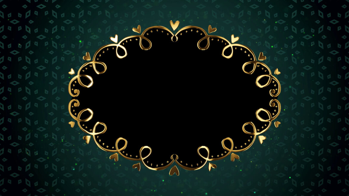 Gold Ornaments Wedding Frame Animation Black Screen Video Effect Gold Ornaments Wedding Frame Animation Black Screen Video Effect