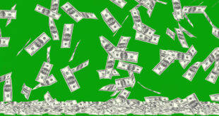 Money Currency US Dollars Falling Free Video Clip on Green Screen No Copyright Footage