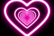 Neon Lights Rainbow Fluorescent Love Hearts Tunnel Effects - Glow Romantic Moving Loop Background