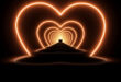 Stage Neon Lights Love Heart Tunnel Motion Abstract Background Loop Effect HD