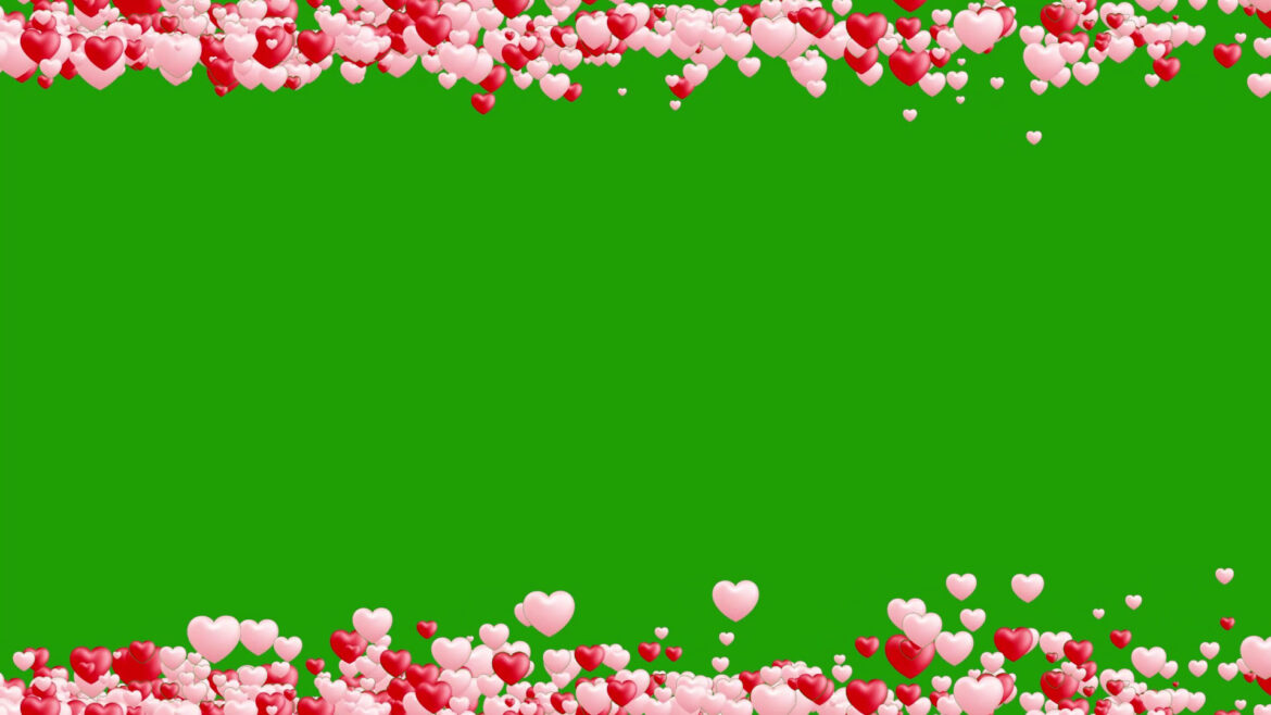 Copyright Free Love Hearts Frame Green Screen for Wedding Projects