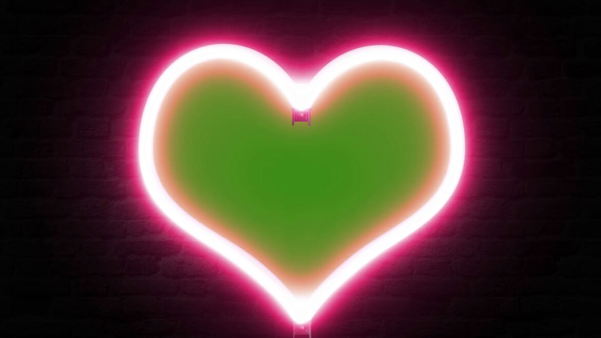 Heart Love Neon Light Frame Animation Green Screen No Copyright Footage Heart Love Neon Light Frame Animation Green Screen No Copyright Footage