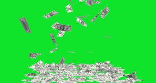 Dollar Money Falling Background Green Screen No Copyright Video Footage | Black Screen Money Falling