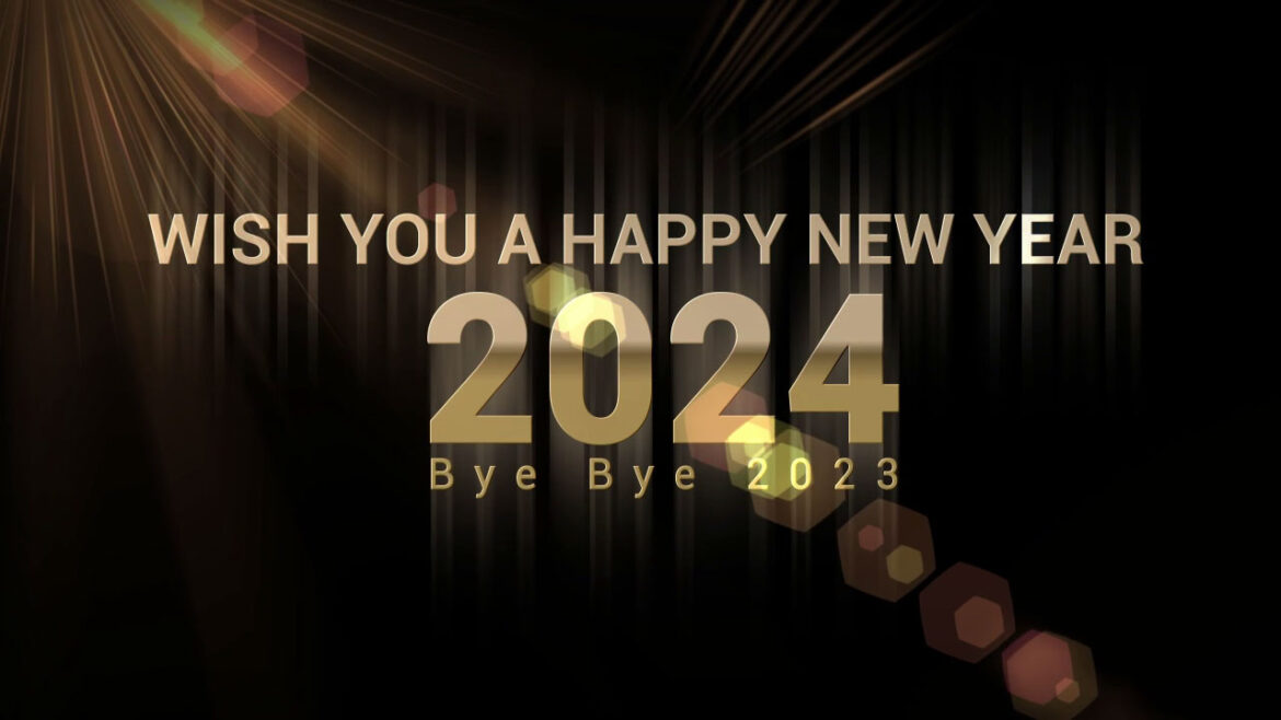Happy New Year 2024-Wishing A Happy New Year Greetings Animated Graphics Video-Bye Bye 2023