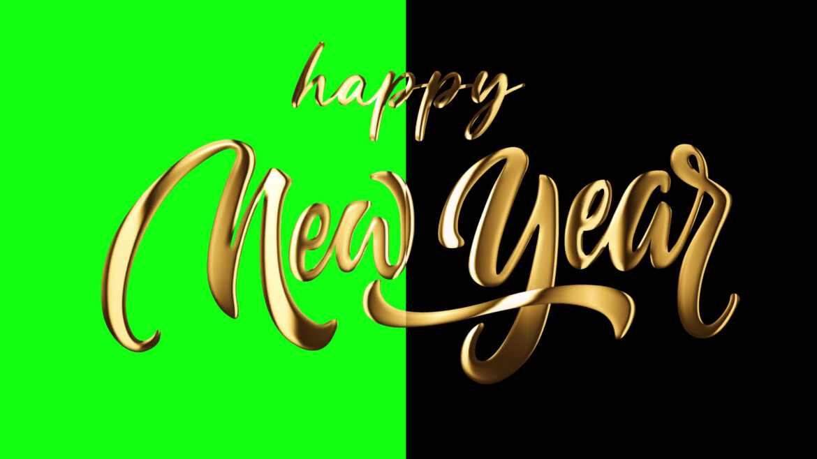 Happy New Year Gold Text Animation Green Screen and black screen No Copyright Video