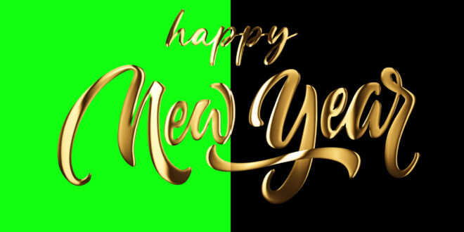 Happy New Year Gold Text Animation Green Screen and black screen No Copyright Video